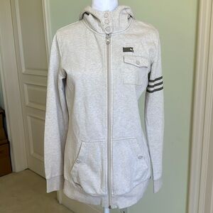 Adidas Oatmeal Zip Up Hoodie Sweatshirt with Snaps Size Medium